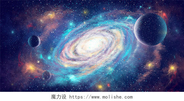 星地球空星空唯美银河星球太空宇宙中心插画背景宇宙星空